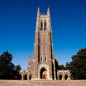 DURHAM, NC - OCTOBER 26: A general view of the Duke University Chapel on campus of Duke University on October 26, 2013 in Durham, North Carolina. (Photo by Lance King/Getty Images)